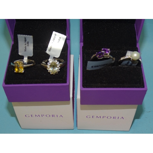 99 - Four Gemporia silver gem-set rings, unworn, with original tags and certificates, in two boxes.... 