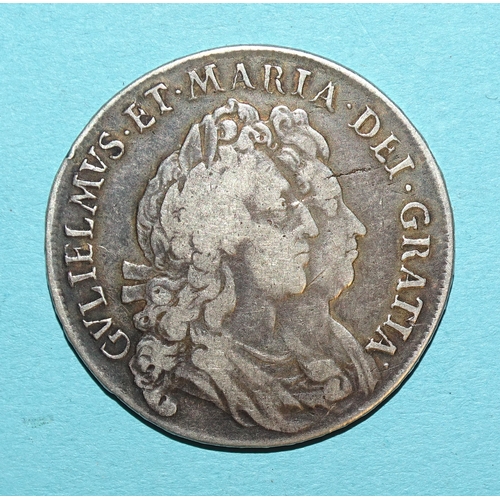 101 - William & Mary (1694-1702), a 1693 half-crown.