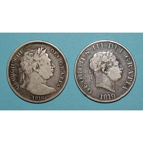 105 - George III (1760-1820), 1816 and 1819 half-crowns, (2).