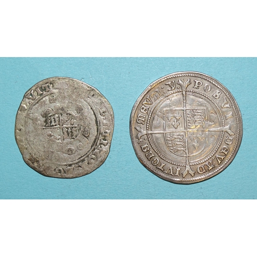 84 - Edward VI (1547-1553), a hammered silver shilling and one other, (2).