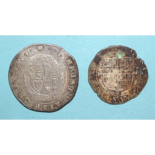 88 - Charles I (1625-1649), a hammered silver half-crown and a shilling, (2).