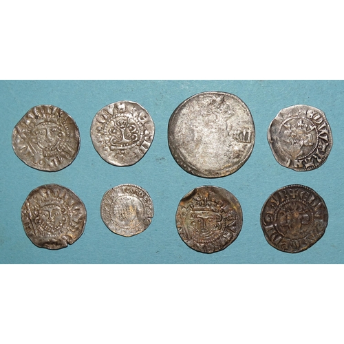 89 - Edward I (1272-1307), two hammered silver pennies, a Henry III (1216-1272) silver penny and five oth... 