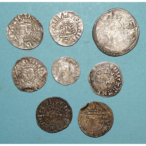 89 - Edward I (1272-1307), two hammered silver pennies, a Henry III (1216-1272) silver penny and five oth... 