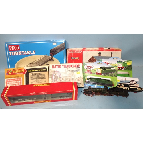 277 - Hornby OO gauge, R532 GWR 2-8-0 2800 Class locomotive, (boxed), a boxed R188 station 