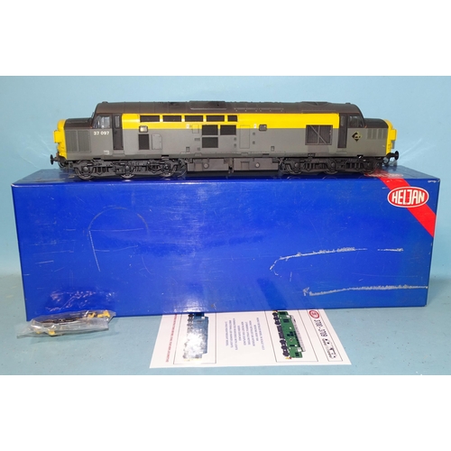 291 - Heljan O gauge, Class 37 Co-Co diesel locomotive Civil Engineers 'Dutch' livery RN37097, (boxed, lid... 