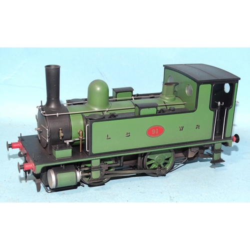296 - Dapol, O gauge, 7S-018-066 LSWR Class B4 0-4-0T locomotive RN91, with Perspex stand, (boxed).... 