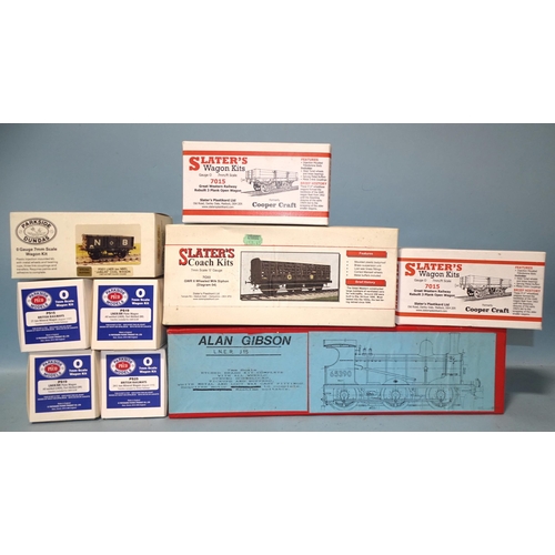 327 - Ten unmade O gauge kits: Alan Gibson LNER J15, Parkside Models by Peco PS15, PS19 (x2) and PS25, Par... 