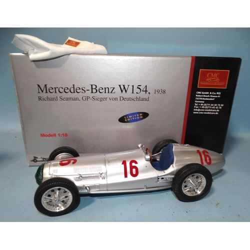 334 - CMC, 1:18-scale Mercedes-Benz W154 1938 Richard Seaman, GP-Sieger von Deutschland racing car, (boxed... 