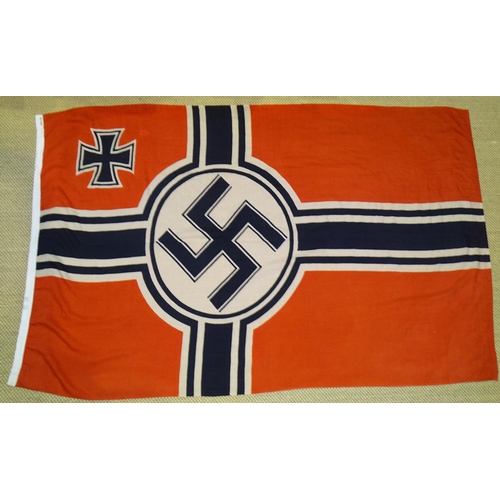 555 - A WWII Third Reich Reichskriegs battle flag, printed linen, bearing label FR Fahnenrichter GEGR 1869... 