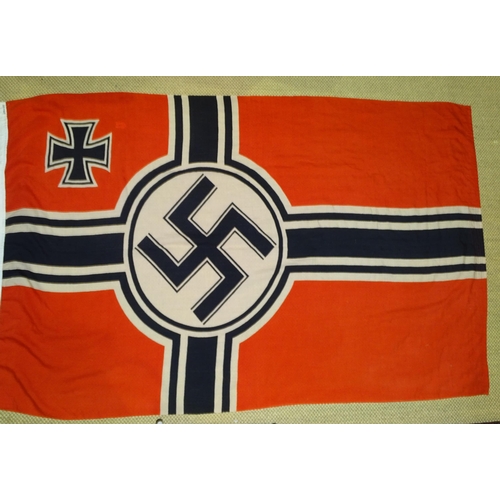 555 - A WWII Third Reich Reichskriegs battle flag, printed linen, bearing label FR Fahnenrichter GEGR 1869... 