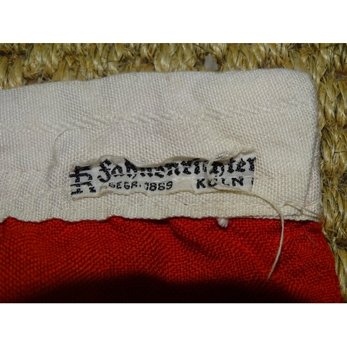 555 - A WWII Third Reich Reichskriegs battle flag, printed linen, bearing label FR Fahnenrichter GEGR 1869... 