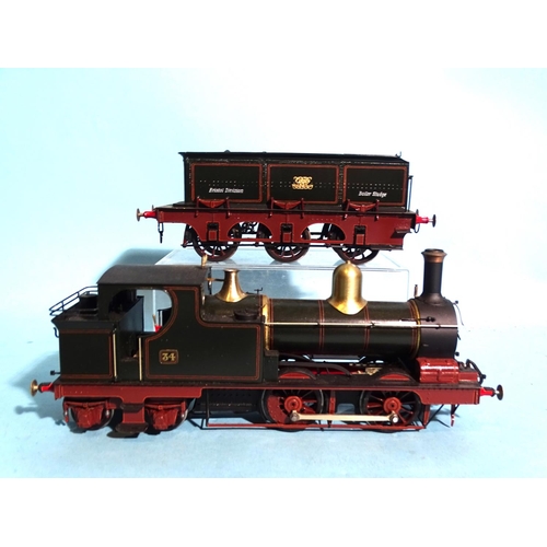 309 - A Slater's Plastikard Ltd kit-built 0-4-4 locomotive and tender, GWR, RN34, the tender marked 
