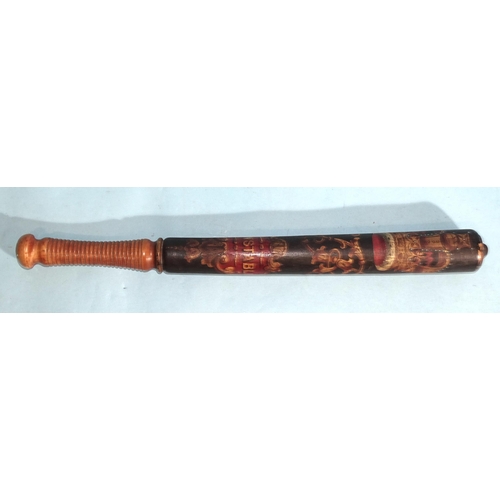 546 - A Victorian policeman's truncheon painted with Constable and VR cypher beneath crown, 44cm long.... 