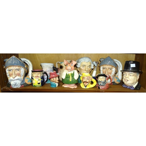 42 - Three Royal Doulton character jugs: 'Don Quixote' D6455 (x2) and 'Williamsburg Apothecary' D6567, a ... 