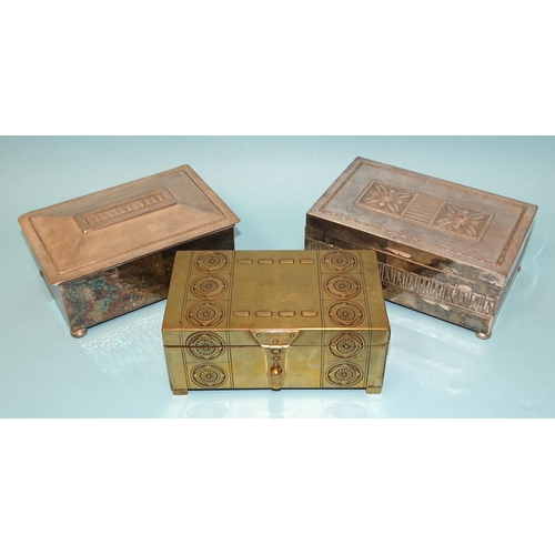 44 - A WMF silver-plated cigarette box of rectangular form, the hinged lid with embossed flowers, the bod... 