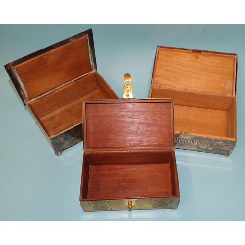 44 - A WMF silver-plated cigarette box of rectangular form, the hinged lid with embossed flowers, the bod... 