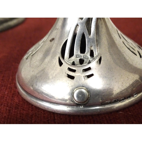 54 - A WMF Arts and Crafts silver-plated two-handled tazza with pierced decoration, 24cm high, (no glass ... 