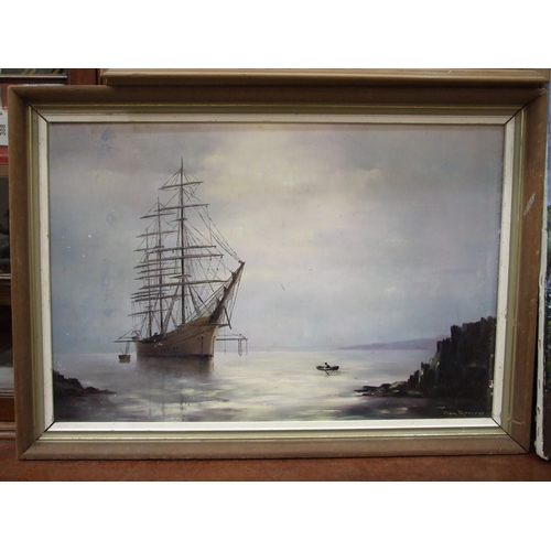 11 - Brian D Horswell, 'Waves breaking on the shore', signed, unframed oil on canvas, 51 x 76cm, Clem Spe... 