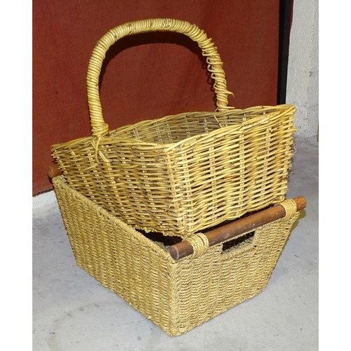 58 - A twelve-setting canteen of stainless-steel cutlery marked Princess Rostfrei, in case and two wicker... 