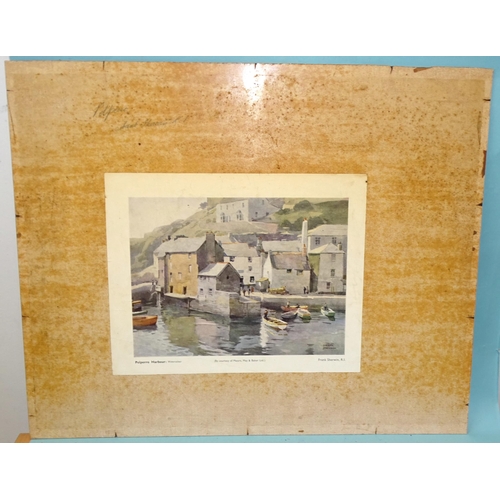 16 - Frank Sherwin (1896-1986) POLPERRO HARBOUR, CORNWALL, WITH FIGURES AND VESSELS MOORED Signed waterco... 
