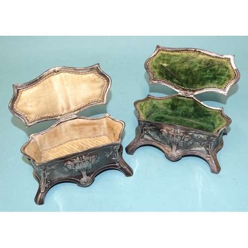 61 - Two WMF similar silver-plated jewel caskets, 12.5cm long, 11cm high, marked 28K.... 