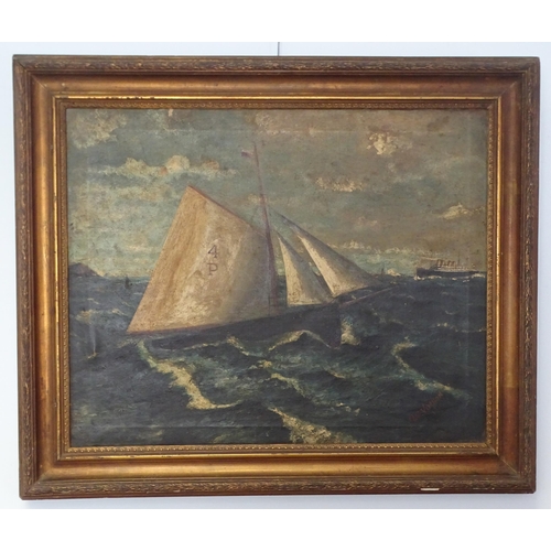 8 - A E Vinson, Early-20th Century Na&iuml;ve School, RACING YACHT P4 OFF PLYMOUTH, WITH GERMAN PASSENGE... 