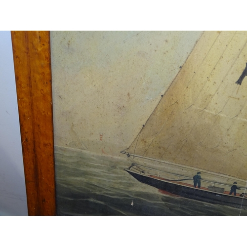 9 - Late-19th/early-20th century SINGLE-MASTED YACHT P1 OFF PLYMOUTH, WITH FIGURES AND ROWING BOAT ON TH... 