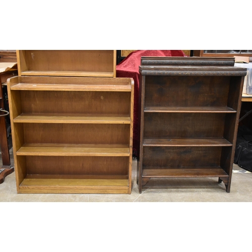 20 - Two 20th century oak low bookshelves, 78 x 109cm and 91 x 83cm, (2).