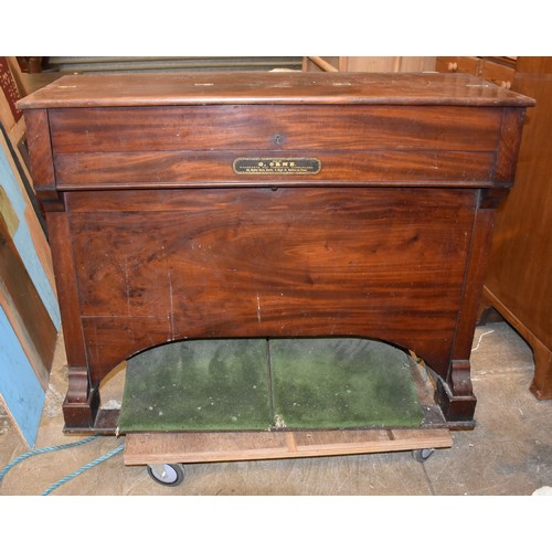 30 - A small pedal organ with mahogany case, Sold by G Orme, Pianoforte and Harmonium Warehouses, 42 Sadl... 