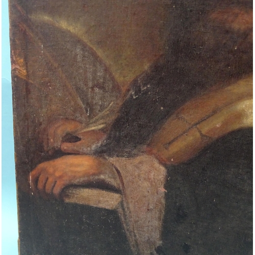 10 - 18th century Continental School HALF-LENGTH PORTRAIT OF A GENTLEMAN SEATED AT A WRITING TABLE AND WE... 