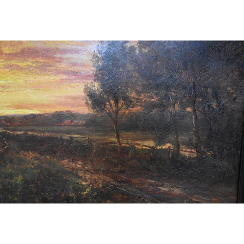 12 - John Falconar Slater (1857-1937) (Attrib.) SUNSET OVER A FARMSTEAD, WITH SHEEP, DRYSTONE WALLS, RIVE... 