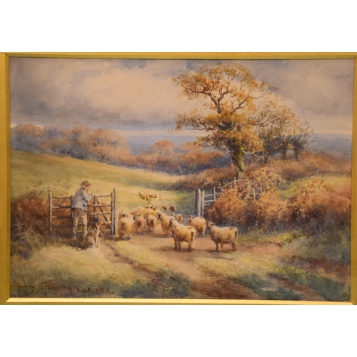 16 - Henry Stannard RBA&nbsp;FRSA (1870-1951) SHEPHERD AND SHEEP GOING TO PASTURE Signed watercolour, 24 ... 