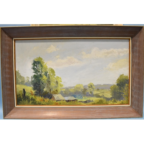 2 - Claude Kitto HIGH SUMMER, DEVON Signed oil on board, 34.5 x 59cm and another THE MOUNT, WEMBURY, 29 ... 