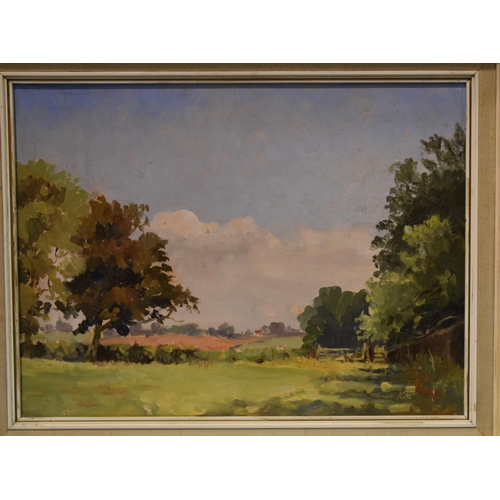 2 - Claude Kitto HIGH SUMMER, DEVON Signed oil on board, 34.5 x 59cm and another THE MOUNT, WEMBURY, 29 ... 