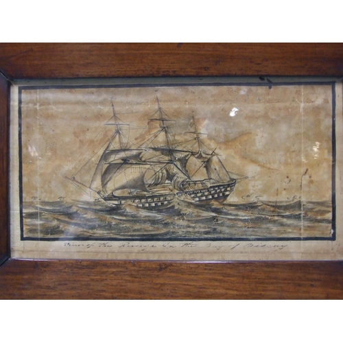 22 - 19th century English School VIEW OF THE REVENGE IN THE BAY OF BISCAY Unsigned watercolour sketch, ti... 