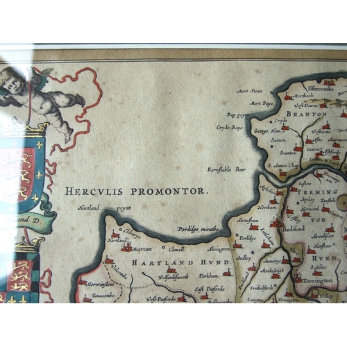 31 - Blaeu (Johannes), 'Devonia Vulgo Devonshire', hand-coloured map, 38 x 50cm.... 