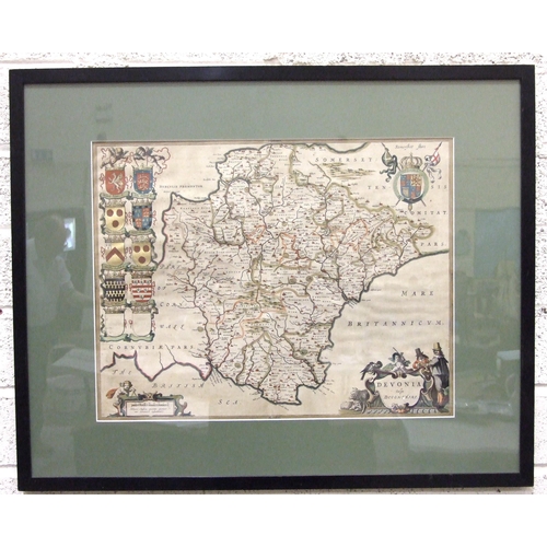 31 - Blaeu (Johannes), 'Devonia Vulgo Devonshire', hand-coloured map, 38 x 50cm.... 