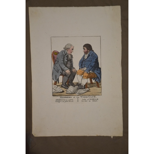 33 - Robert Dighton (c.1752-1814), a collection of satirical and political hand-coloured engravings fixed... 