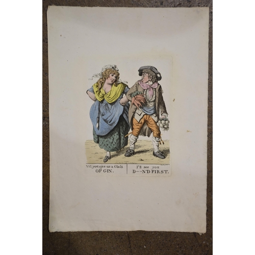 33 - Robert Dighton (c.1752-1814), a collection of satirical and political hand-coloured engravings fixed... 