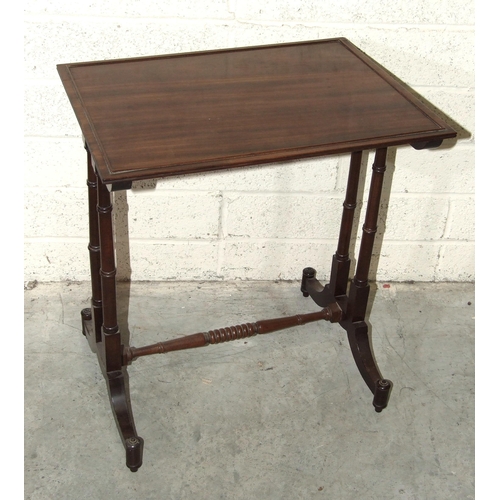 45 - An early-19th century mahogany occasional table on turned end supports joined by a stretcher, 48 x 3... 