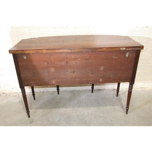 47 - A George IV mahogany and ebony-inlaid sideboard with slightly-bowed outline, having a pair of cupboa... 