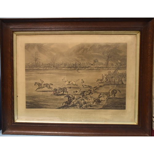 51 - After J J Harland, a print of 'The Scarbro' steeplechase, November 1851, 43 x 58cm, a Victorian mapl... 