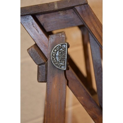 70 - A set of vintage softwood step ladders with five brass-mounted treads and metal mount marked The Hat... 