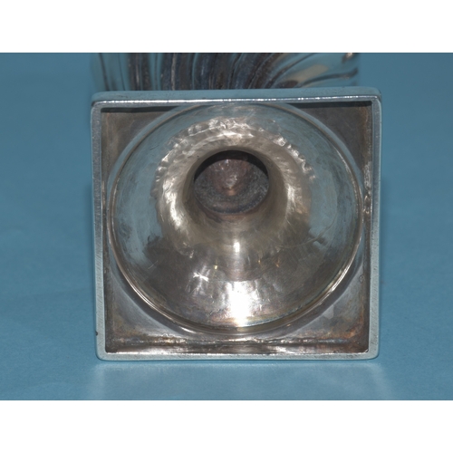 12 - An Edwardian silver mustard of circular form, with gadrooned rim and hinged lid, on three hoof feet,... 