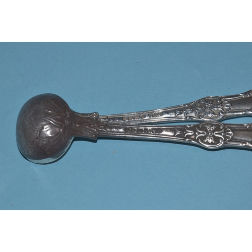 13 - A pair of Victorian silver mustard spoons, London 1853, by Chawney & Co, six 19th century silver... 