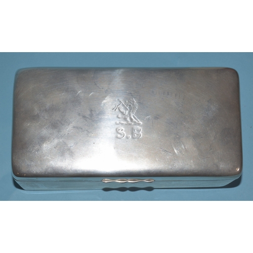 15 - An Edwardian silver rectangular cigarette box with wood-lined interior, Birmingham 1901, 18.5 x 9.5c... 