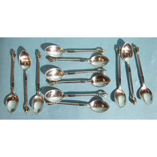 49 - W S Sorensen, a set of twelve Danish sterling silver 'crown' coffee spoons, 127.7g, ___4.1oz.... 