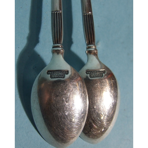 49 - W S Sorensen, a set of twelve Danish sterling silver 'crown' coffee spoons, 127.7g, ___4.1oz.... 