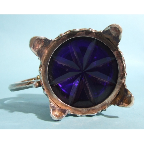 57 - A Victorian silver mustard of circular form, with pierced decorated body and engraved hinged lid, fi... 