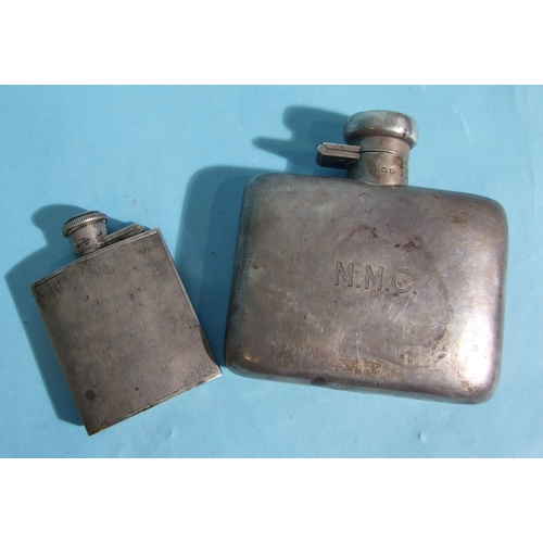 58 - A silver hip flask of plain form, 10.5 x 10.5cm, with engraved initials, Birmingham 1949, 165.5g, __... 